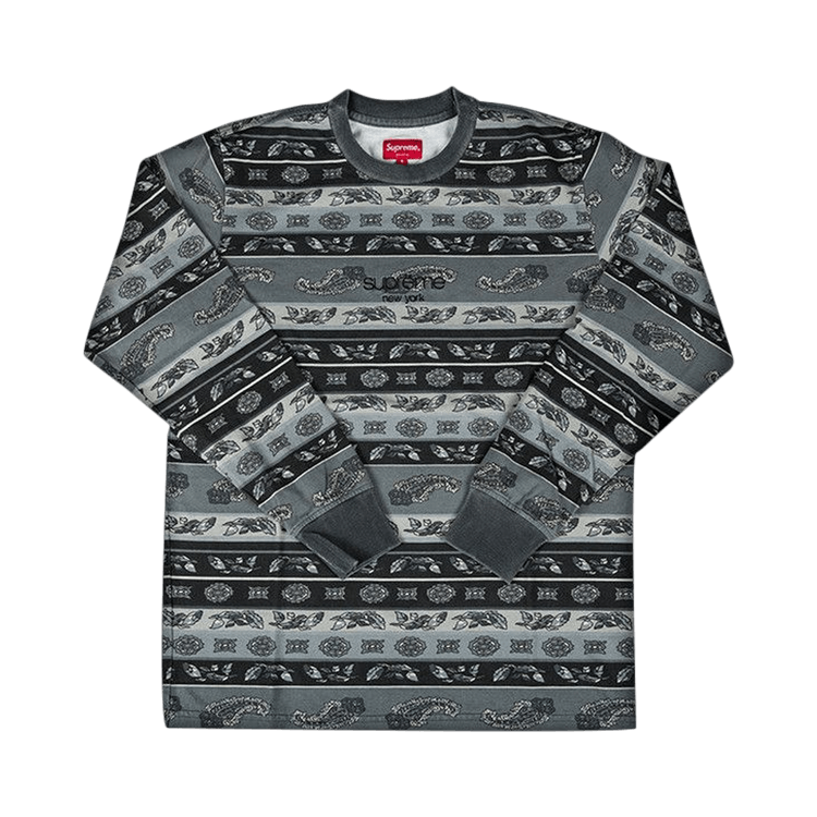 Buy Supreme Paisley Stripe Long Sleeve Top Black SS16KN7 BLACK