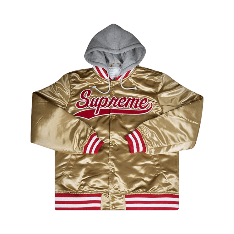 Buy Supreme Hooded Satin Varsity Jacket 'Gold' - SS14J36 GOLD | GOAT