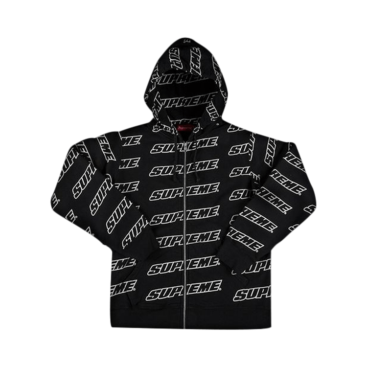 Supreme Repeat Zip Up Hooded Sweatshirt 'Black'