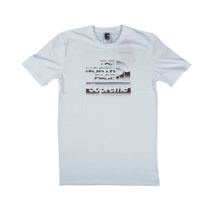 Supreme x NorthFace SS18 llic Logo Tee 白 (ステッカー付) Supreme The North Face Metallic Logo T-Shirt White Men's