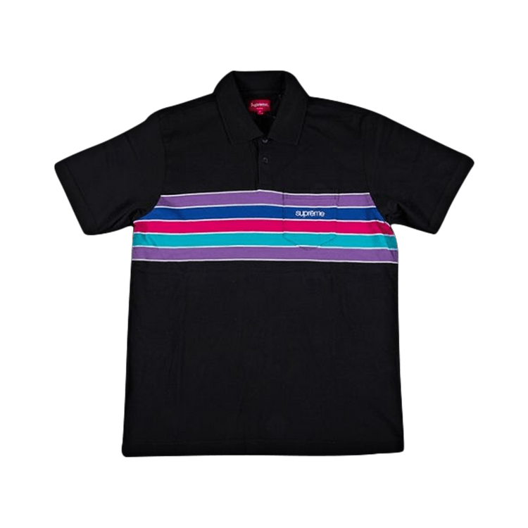 Buy Supreme Chest Stripe Polo 'Black' - SS18KN21 BLACK | GOAT
