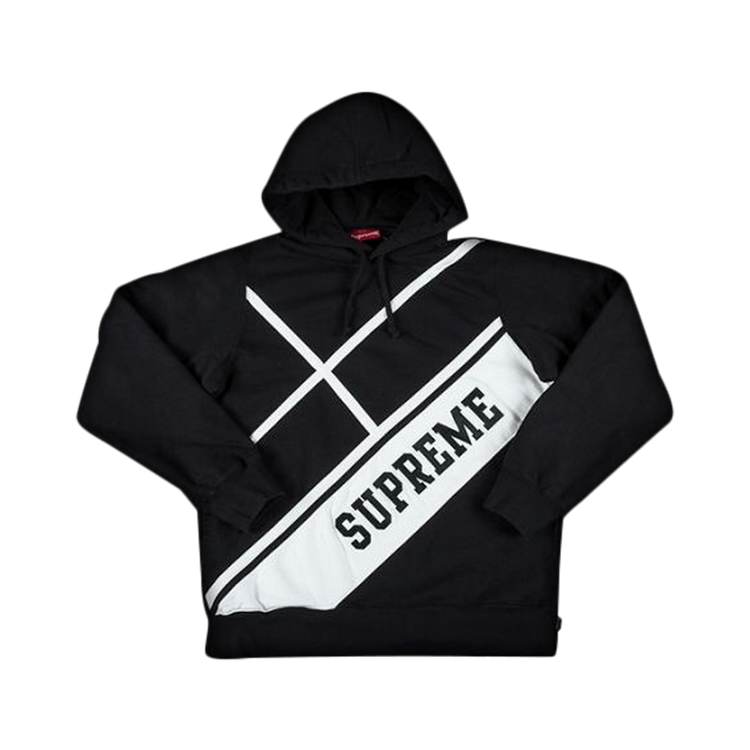 Buy Supreme Diagonal Hooded Sweatshirt 'Black' - SS18SW27 BLACK | GOAT