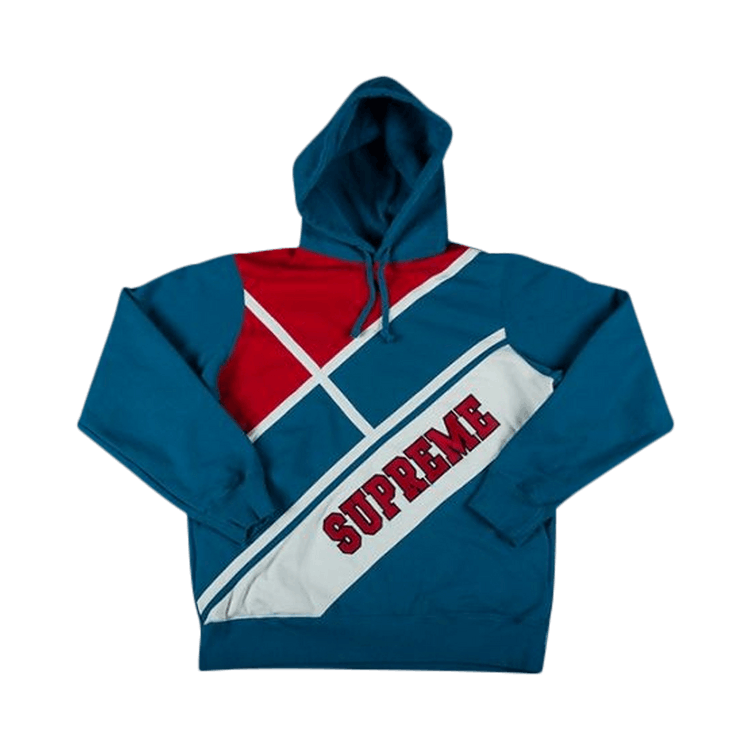 Buy Supreme Diagonal Hooded Sweatshirt 'Aqua' - SS18SW27 AQUA | GOAT
