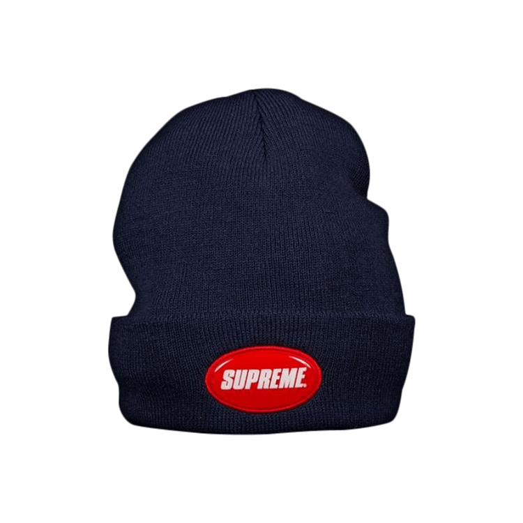 Supreme Rubber Patch Beanie 'Navy'