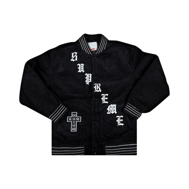 Supreme old english 2025 corduroy varsity jacket