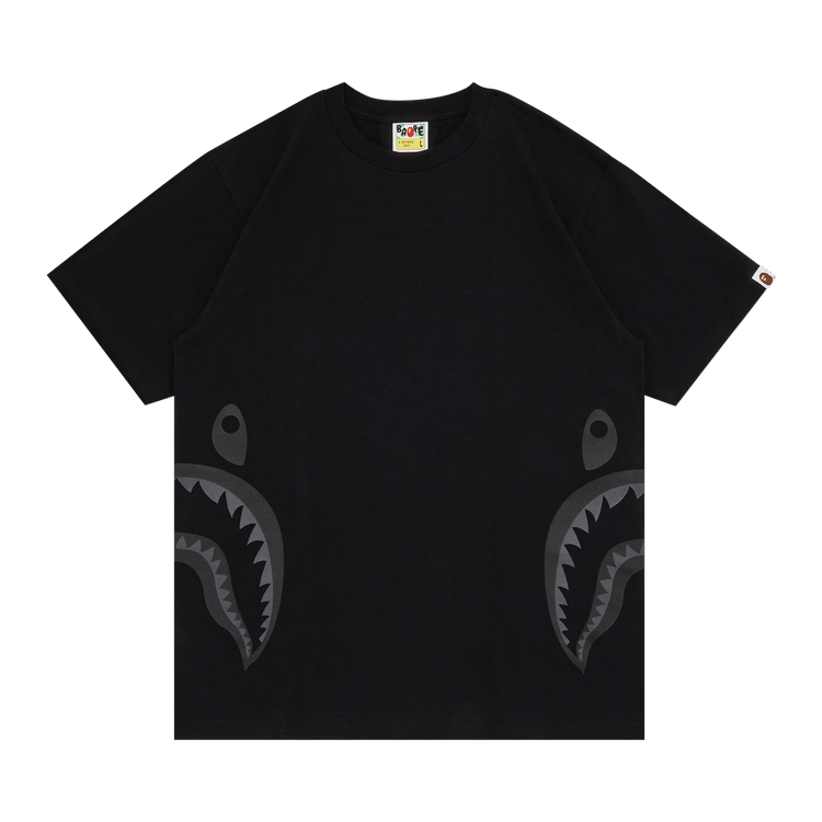 A Bathing Ape Grey Shark Print Cotton Crew Neck Long Sleeve