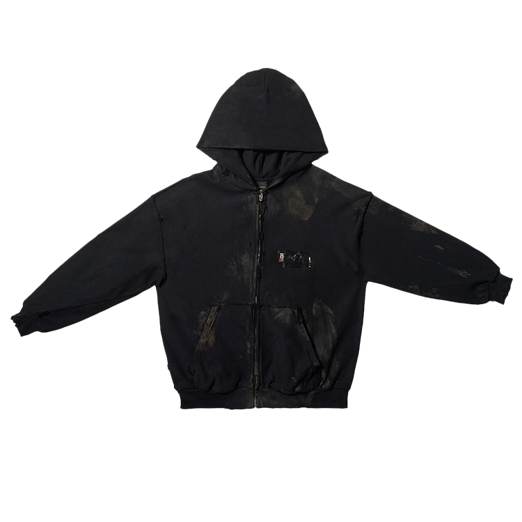 Buy Balenciaga Small Fit Zip-Up Hoodie 'Black' - 720424 TNVK5 1089