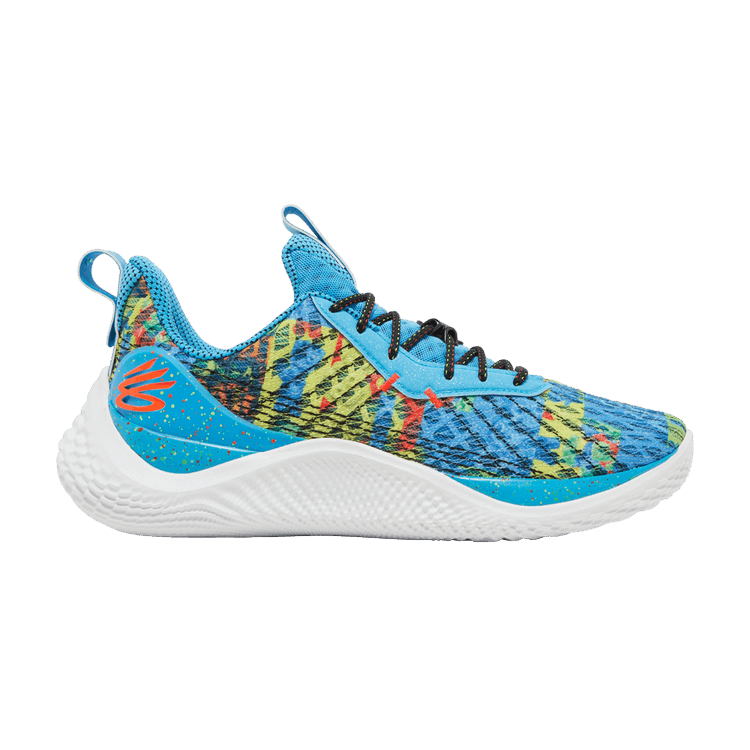 Under Armour Curry 10 Splash Party Men's Basketball Shoes, White/Blue, Size: 9