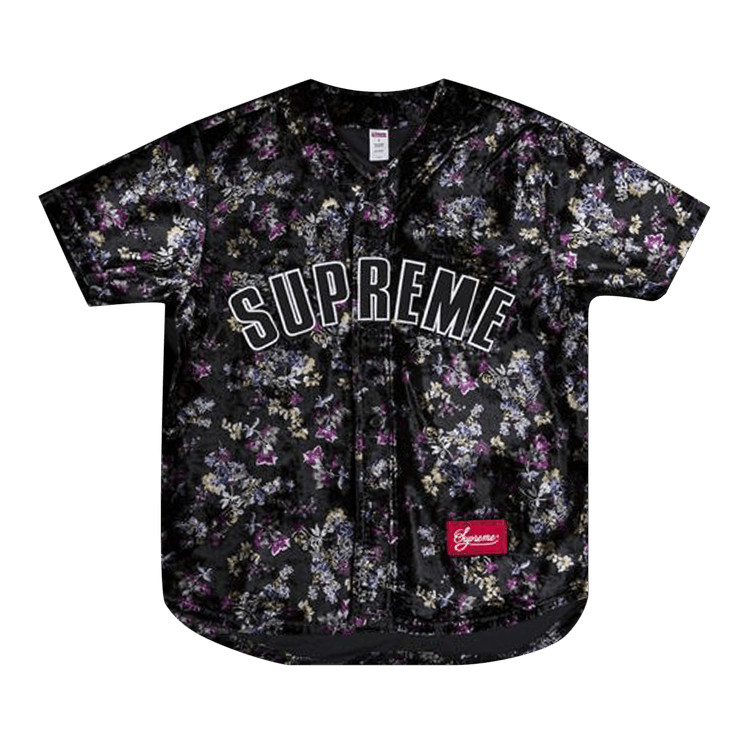 シャツ Floral Velour Baseball Jersey Black L Buy Supreme Floral Velour Baseball Jersey 'Black' - FW19KN40 BLACK