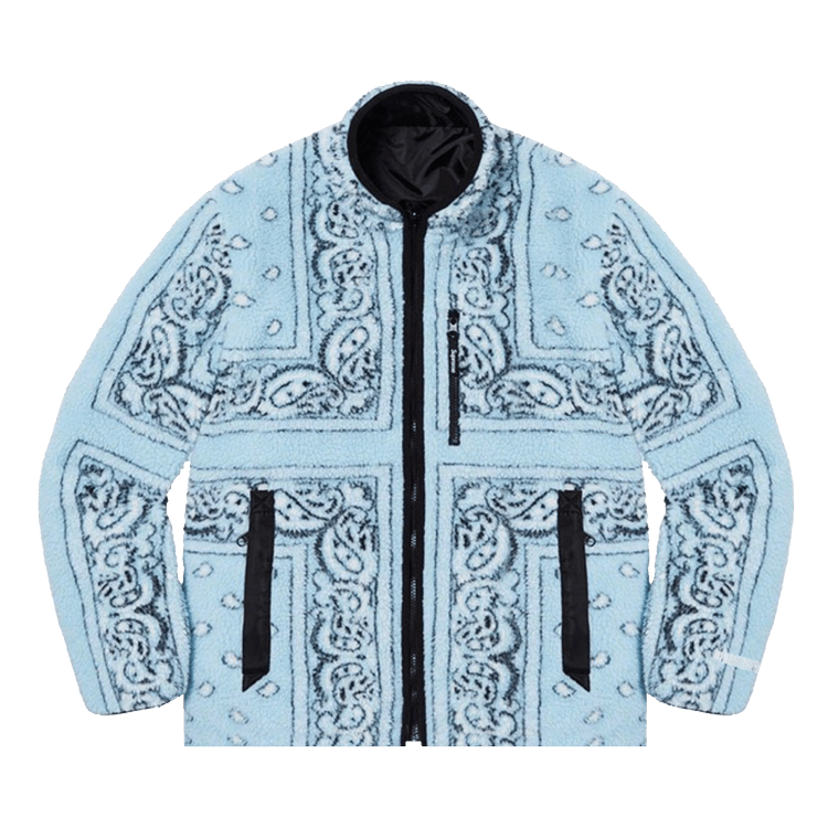 Buy Supreme Reversible Bandana Fleece Jacket 'Light Blue