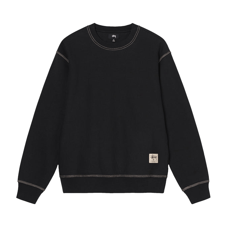 Buy Stussy Contrast Stitch Label Crew 'Black' - 118458 BLAC | GOAT