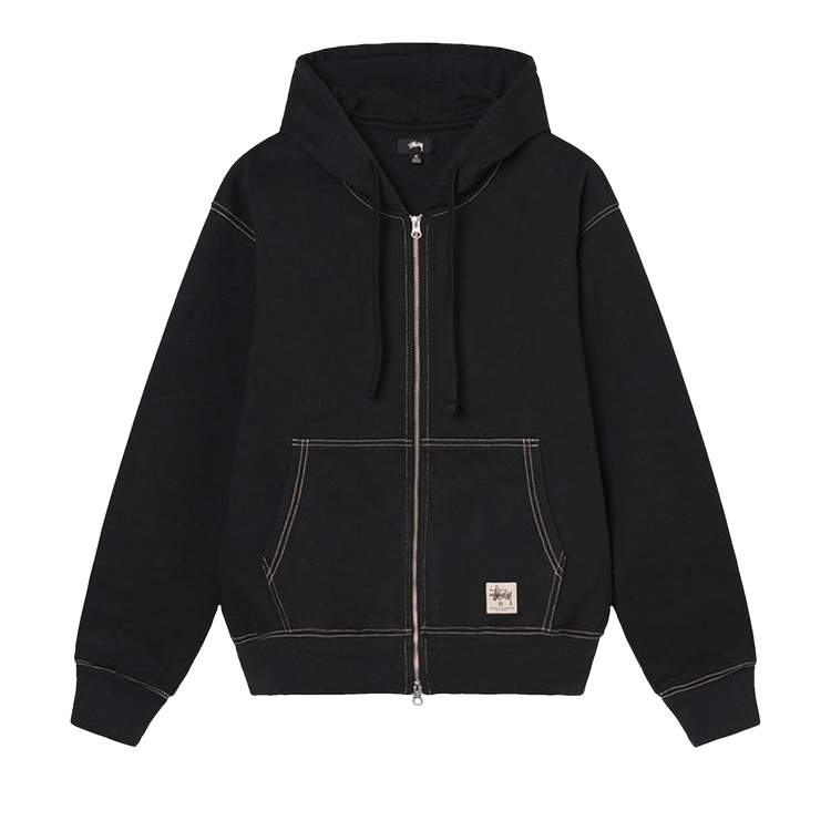 Buy Stussy Double Face Label Zip Hoodie 'Black' - 118460