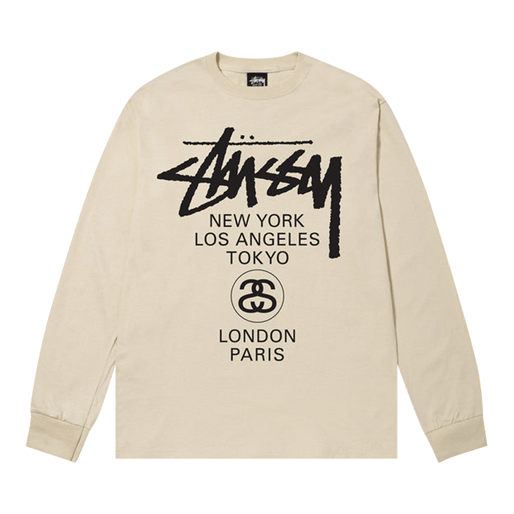 Buy Stussy World Tour Long-Sleeve Tee 'Putty' - 3993713 PUTT