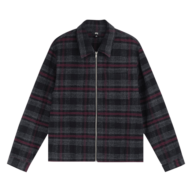 STUSSY BRUSHED WOOL PLAID ZIP SHIRT Sサイズ Stussy Brushed Wool Plaid Zip Shirt - POIZON