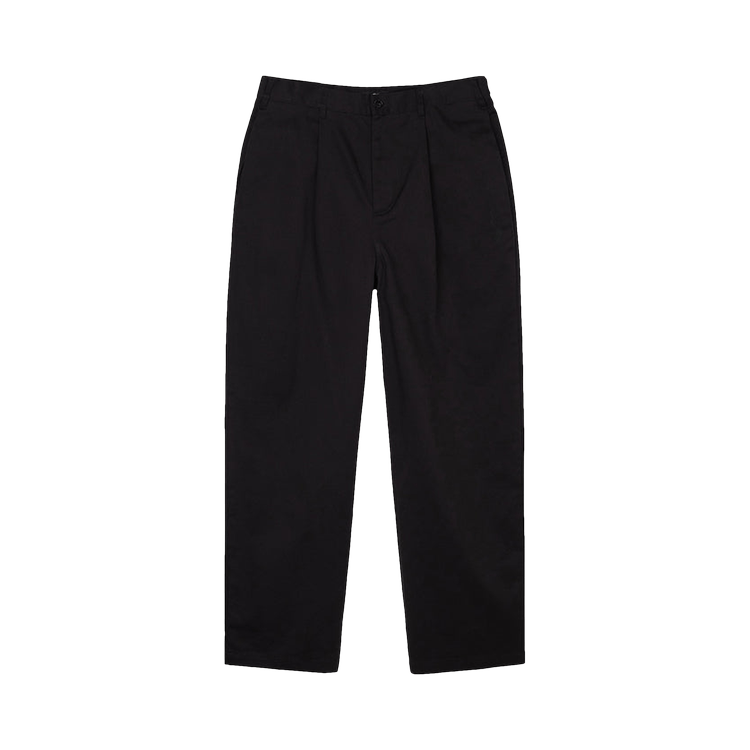 Stussy Twill Volume Pleated Trouser 'Black' | GOAT