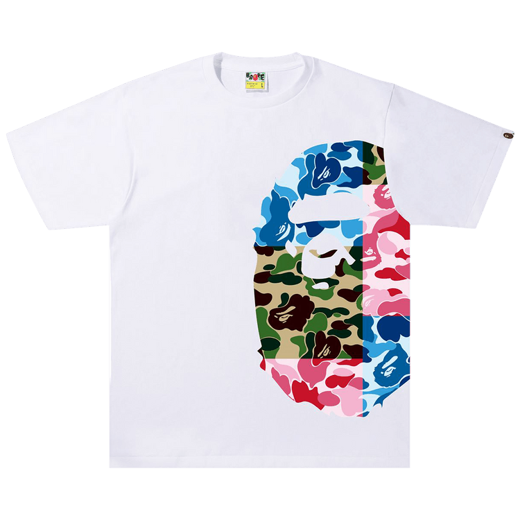 Buy BAPE ABC Camo Crazy Side Big Ape Head Tee 'White' - 1I30