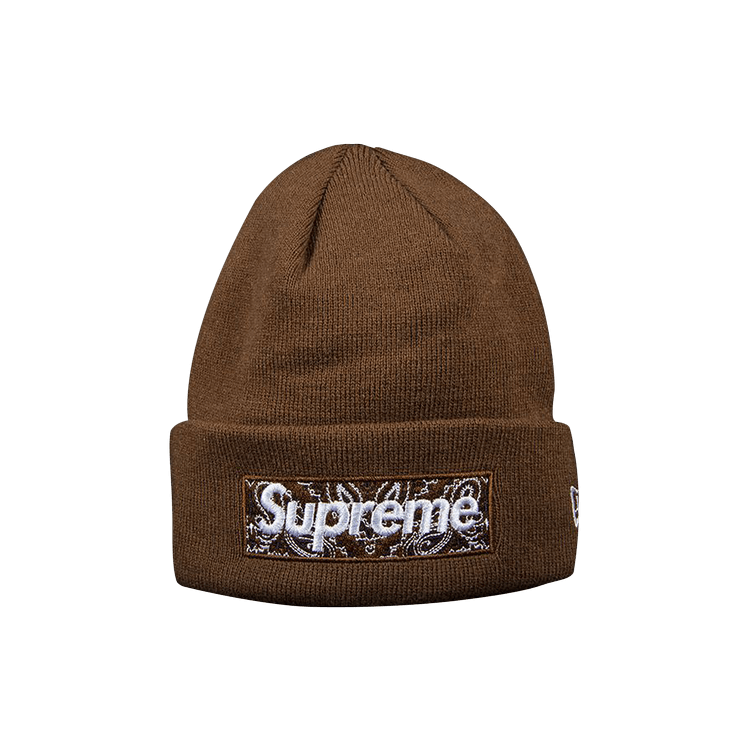 Buy Supreme x New Era Bandana Box Logo Beanie 'Dark Brown 
