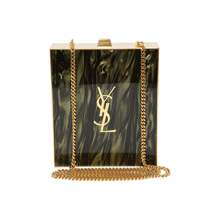 Saint Laurent Tuxedo Box Bag In Plexiglass And Metal 'Shaded Green/Gold ...