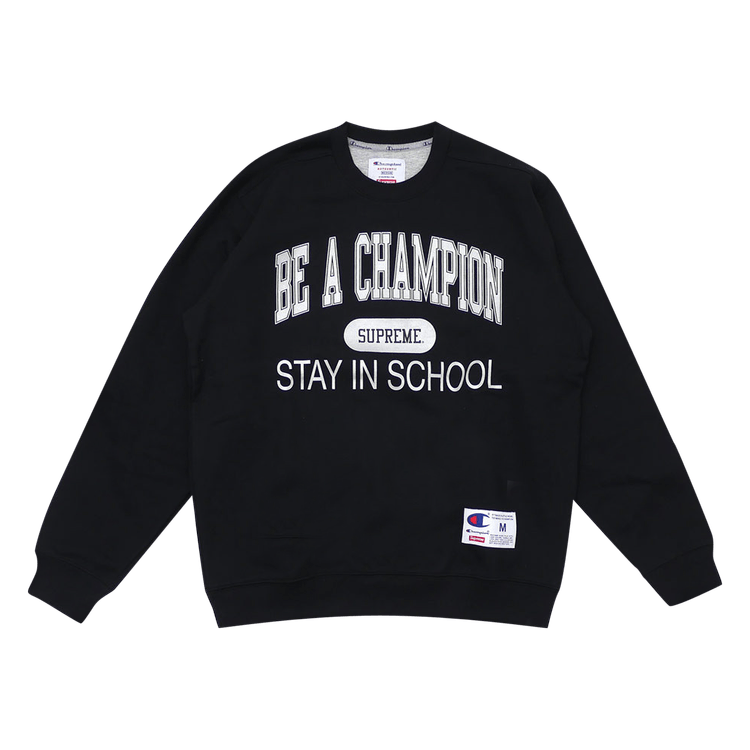 Supreme x Champion Stay In School Crewneck 'Black'