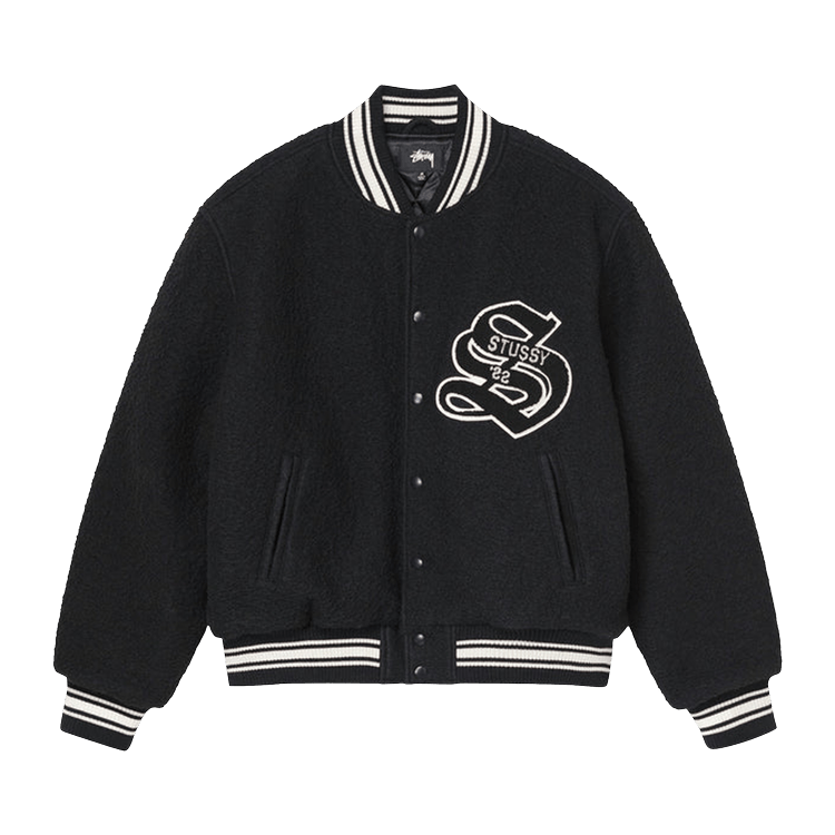 Stussy Casentino Wool Varsity Jacket 'Black' | GOAT