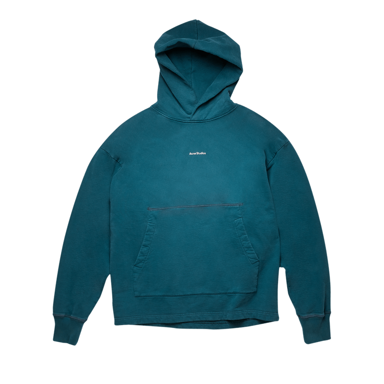 Acne Studios Logo Print Hooded Sweatshirt Deep Petrol Culture Circle