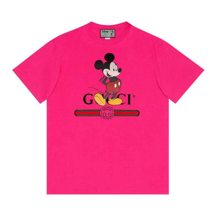 GUCCI × Disney ミッキーマウス 半袖シャツ ボウリングシャツ GUCCI ミッキーTシャツピンク