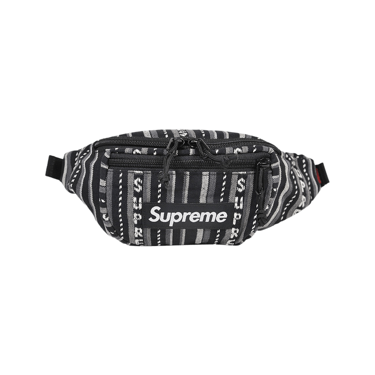 Supreme Woven Stripe Waist Bag 'Black' GOAT