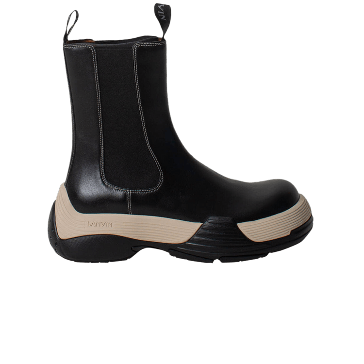 Lanvin Wmns FlashX Bold Chelsea Leather Boot 'Black Cream' GOAT UK