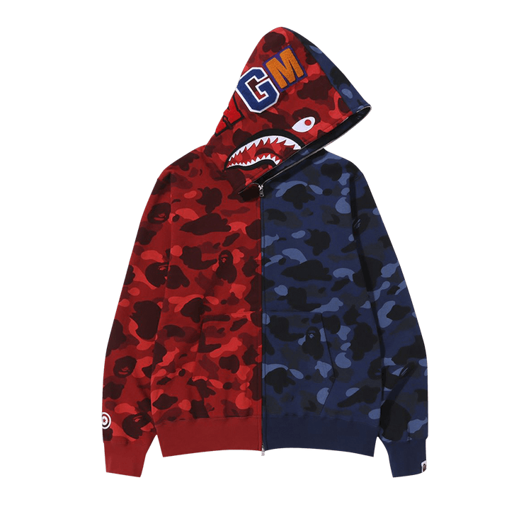 Buy BAPE Color Camo Shark Full Zip Hoodie Red Navy 1ZPI 801 017 RED NAVY GOAT UK
