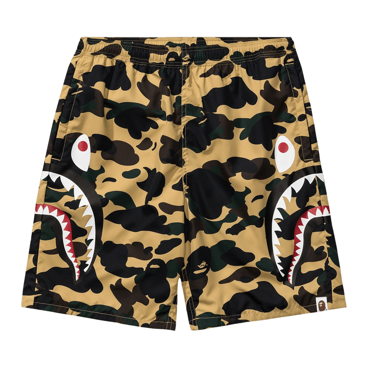 Bape 1st Camo Side Shark Beach Shorts Yellow Culture Circle