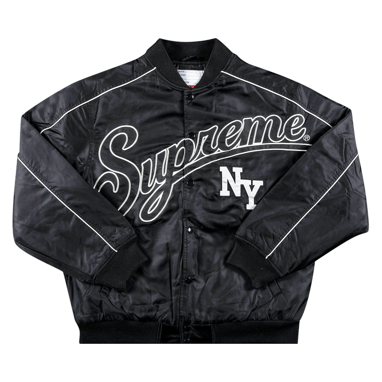 Buy Supreme Contrast Script Varsity Jacket 'Black' - FW20J38