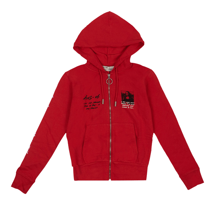 Buy Off White Mona Lisa Zip Up Hoodie Red