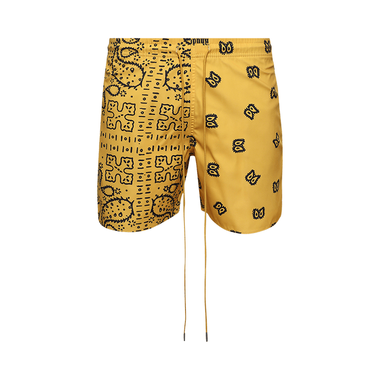 ★RHUDE★ Signature Swim Shorts Pants Mustard Black RHPS23SH RH LOGO SHORTS – R H U D E