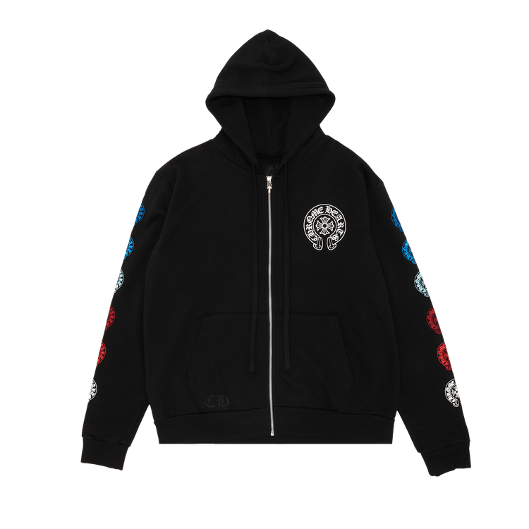 Buy Chrome Hearts Horseshoe Logo Zip Up Hoodie 'Black