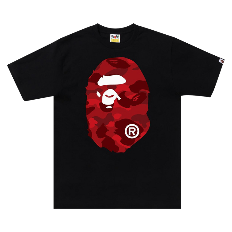 Цветная камуфляжная футболка с большой головой обезьяны BAPE 