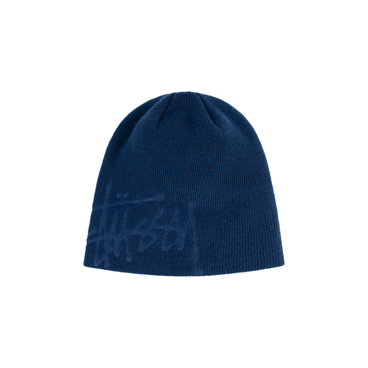 Buy Stussy Debossed Stock Logo Skullcap Beanie 'Navy' - 1321076 NAVY | GOAT