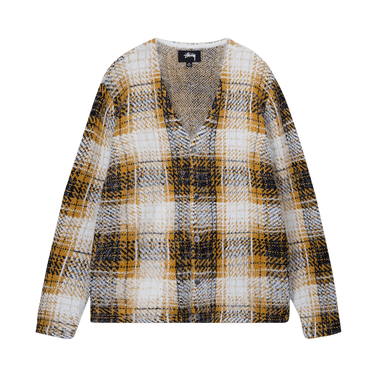Buy Stussy Hairy Plaid Cardigan 'Gold' - 117169 GOLD | GOAT IT