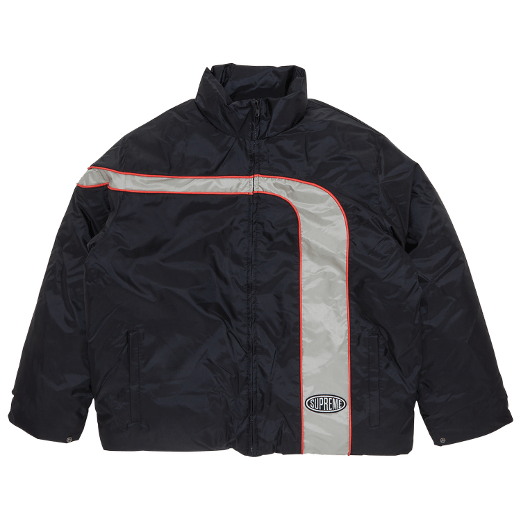 Supreme Stripe Puffer Jacket 'Black' | GOAT