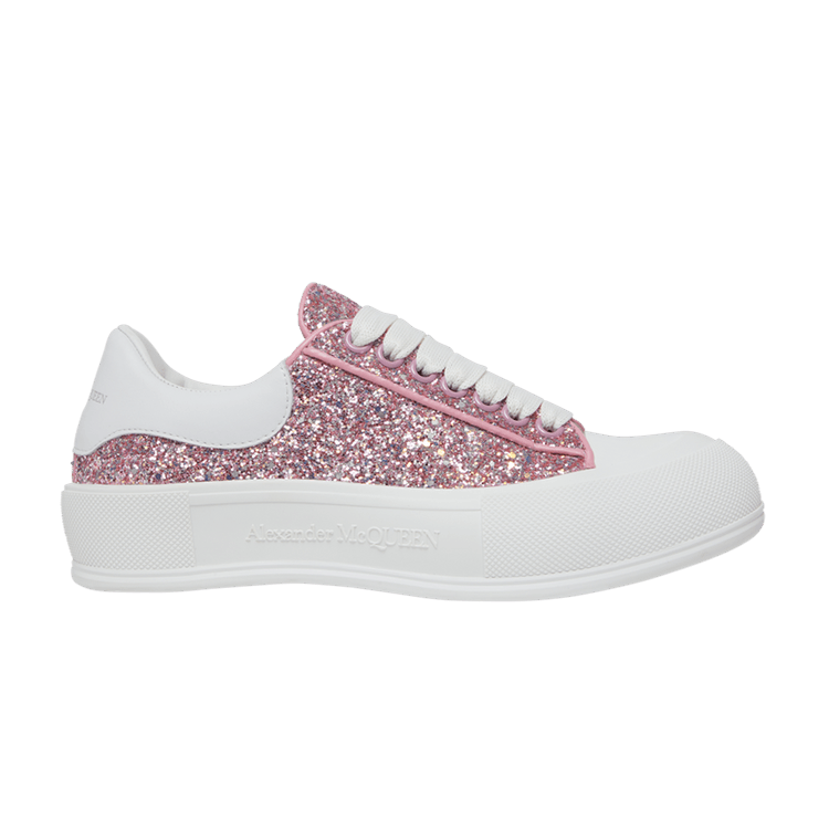 Alexander Mcqueen Wmns Deck Plimsoll Low Rose Gold Reflective Glitter Culture Circle