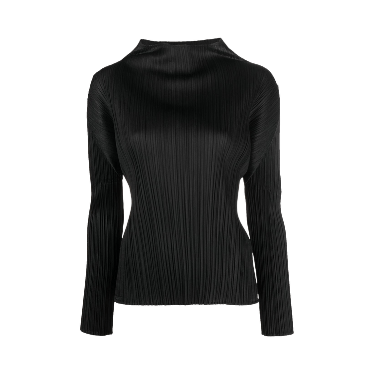 Buy Pleats Please Issey Miyake Turtleneck Long-Sleeve Top 'Black