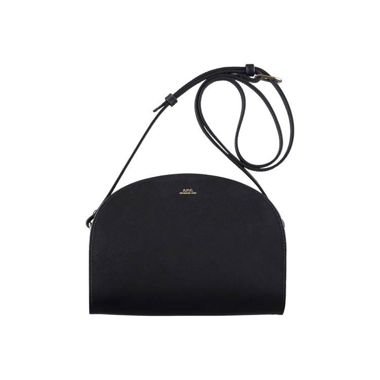 A.P.C. Sac Demi Lune Mini Embossed Shoulder Bag 'Black' GOAT AU