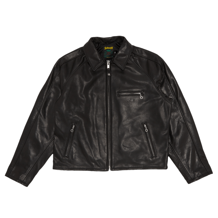 Stussy Schott leather jacket Supreme size L black collaboration limited FS  JAPAN