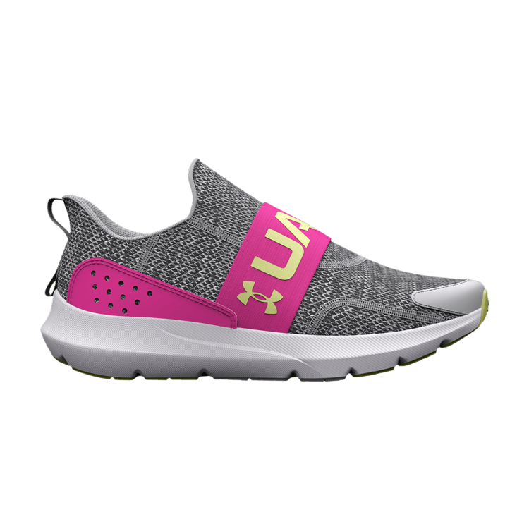 (GS) Under Armour Surge 3 Slip 'Halo Grey Rebel Pink'