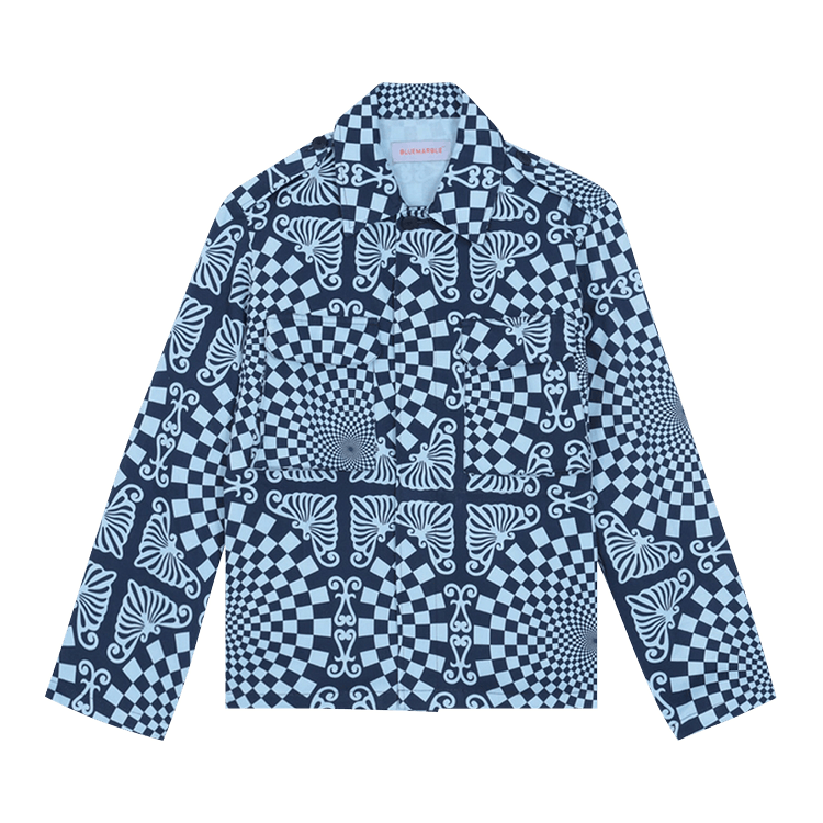 Buy BLUEMARBLE Folk Checkerboard Print Overshirt 'Blue' - JA47 TW20A23 BLU