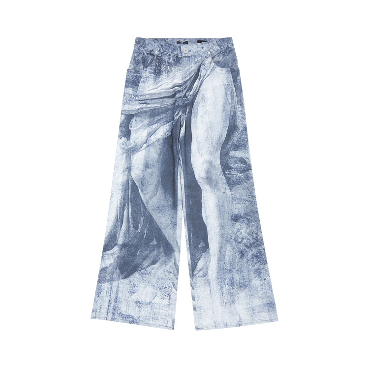 Свободные джинсовые брюки с принтом Balmain Statue 'Синий/Грис'