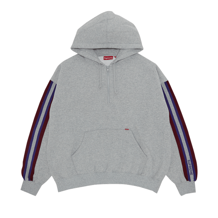 Buy Supreme Half Zip Hooded Sweatshirt 'Heather Grey