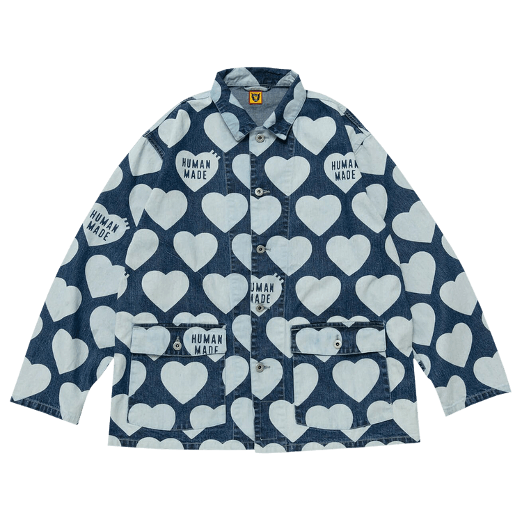 Size l Human Made Heart Denim Coverall Jacket 'Indigo'