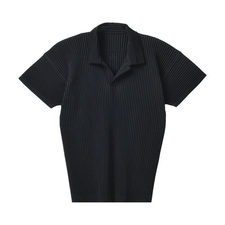 Buy Homme Plissé Issey Miyake Pleated Polo Shirt 'Black