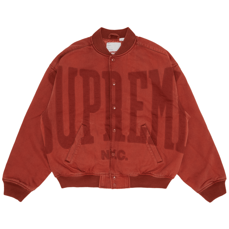 Buy Supreme Washed Knockout Denim Varsity Jacket 'Rust 