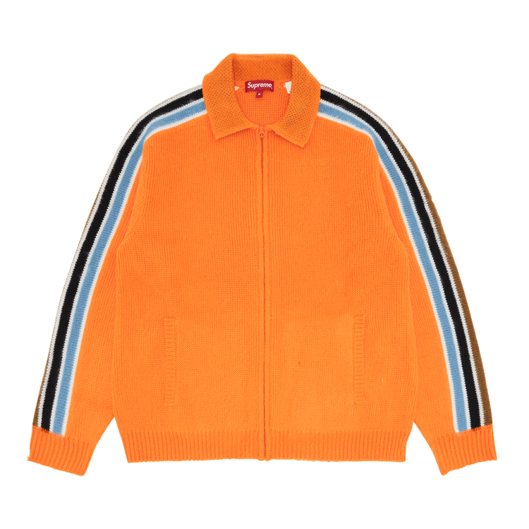Supreme Sleeve Stripe Zip Up Sweater Orange Culture Circle